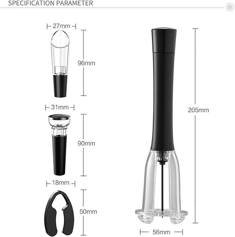 IPEROT Wine Opener Set, Air Pressure Pump Bottle Opener with Foil Cutter, Aerator Pourer, Vacuum Stopper(4PCS), Simple Cork Remover, Efficient Corkscrew Bottle Opener, Great for Wine Lovers - Image 3